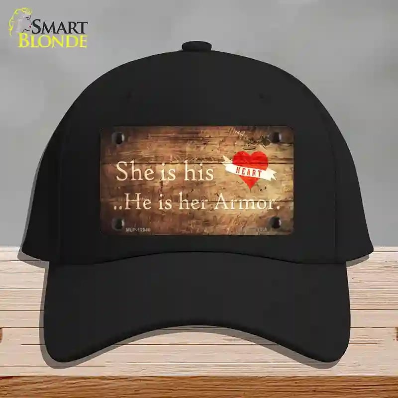 HAT03-MLP-12046 His Heart Her Armor Novelty License Plate Hat, Cotton - Black