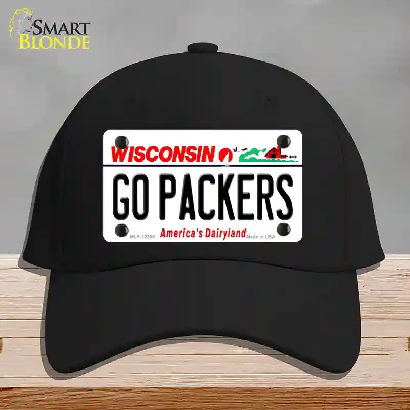 HAT03-MLP-12208 Go Packers Wisconsin Novelty License Plate Hat, Cotton - Black