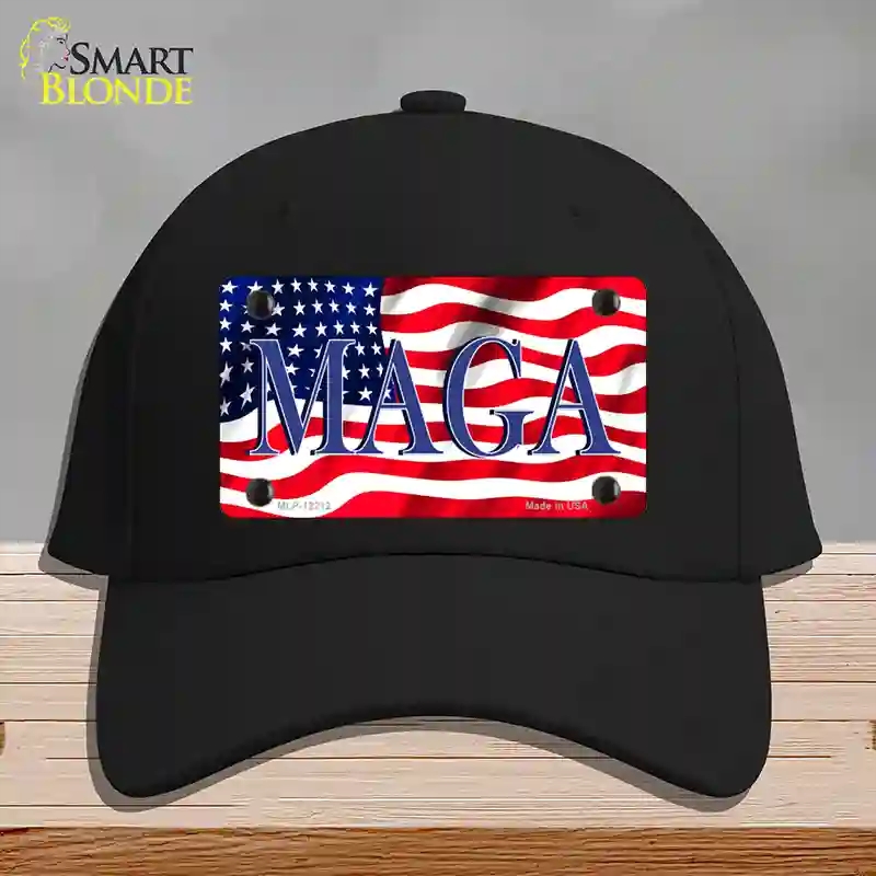 HAT03-MLP-12212 MAGA Flag Novelty License Plate Hat, Cotton - Black