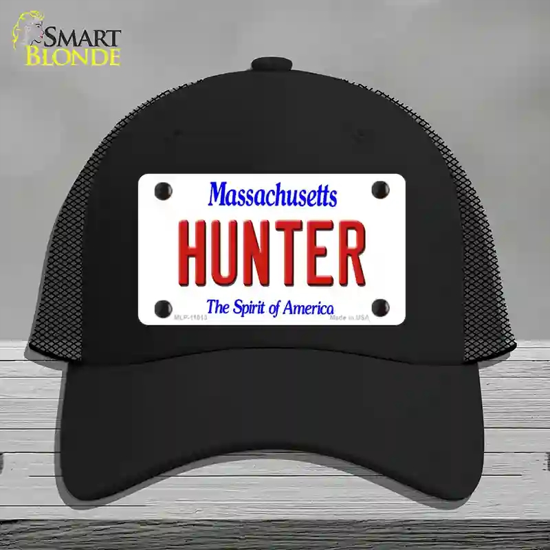 HAT01-MLP-11013 Hunter Massachusetts Novelty License Plate Hat, Mesh - Black