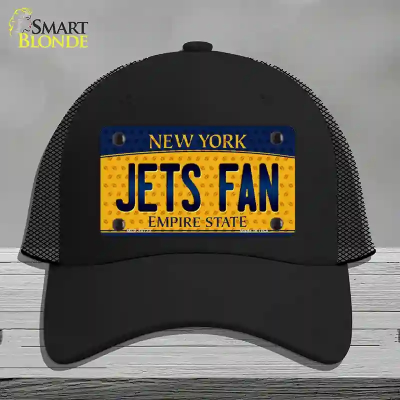 HAT01-MLP-10773 Jets Fan   York Novelty License Plate Hat, Mesh - Black