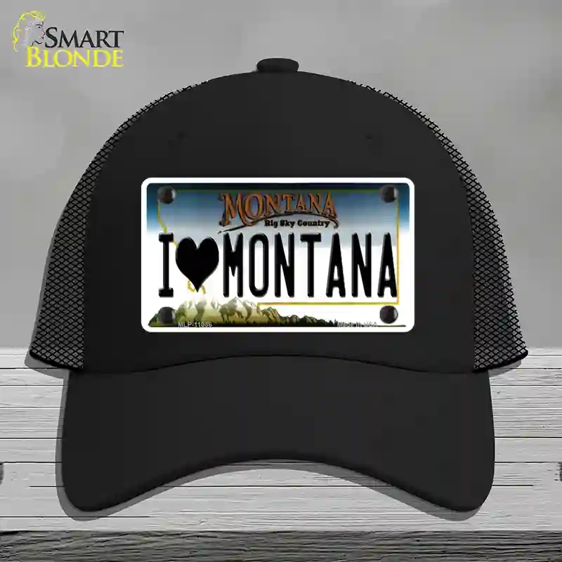 HAT01-MLP-11086 I Love Montana State Novelty License Plate Hat, Mesh - Black