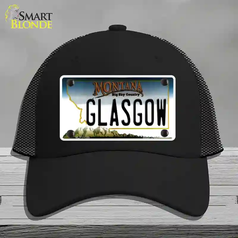 HAT01-MLP-11100 Glasgow Montana State Novelty License Plate Hat, Mesh - Black