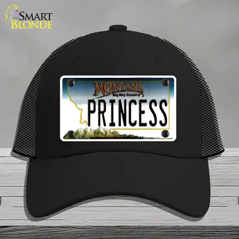 HAT01-MLP-11116 Princess Montana State Novelty License Plate Hat, Mesh - Black