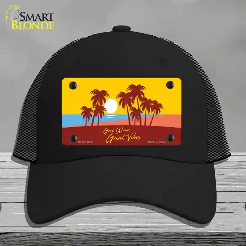 HAT01-MLP-11902 Good Waves Great Novelty License Plate Hat, Mesh - Black