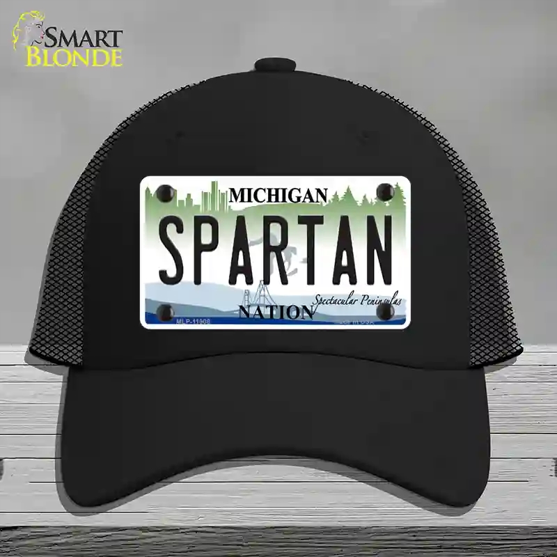 HAT01-MLP-11908 Michigan Spartan Novelty License Plate Hat, Mesh - Black