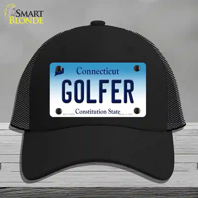 HAT01-MLP-10923 Golfer Connecticut Novelty License Plate Hat, Mesh - Black