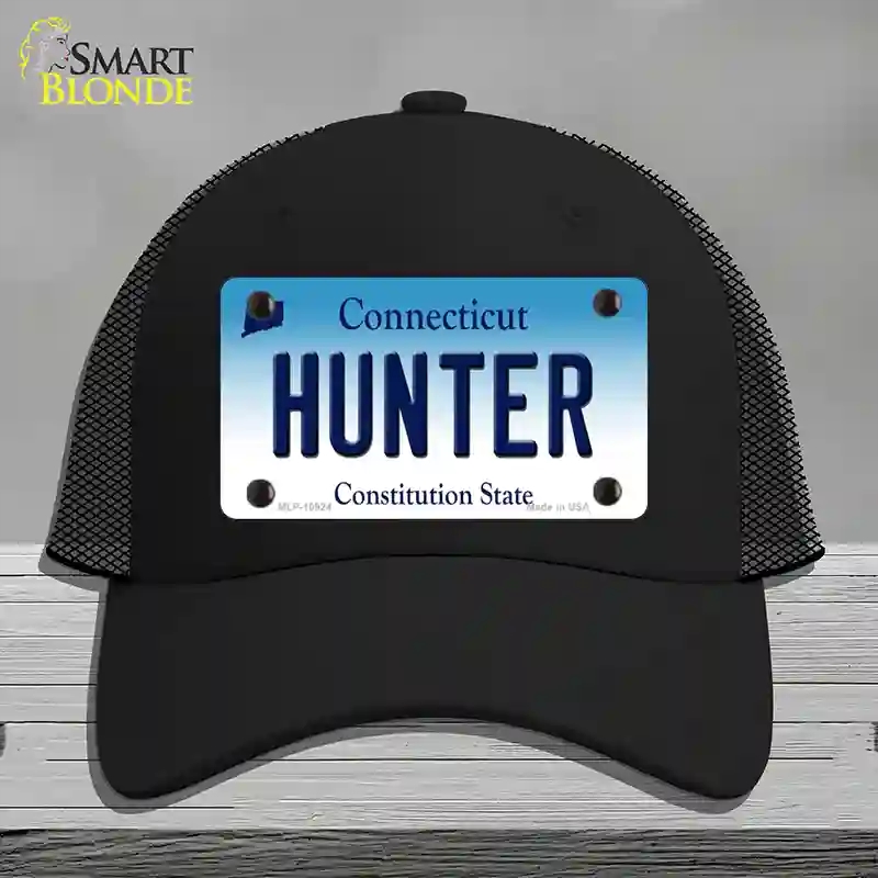 HAT01-MLP-10924 Hunter Connecticut Novelty License Plate Hat, Mesh - Black