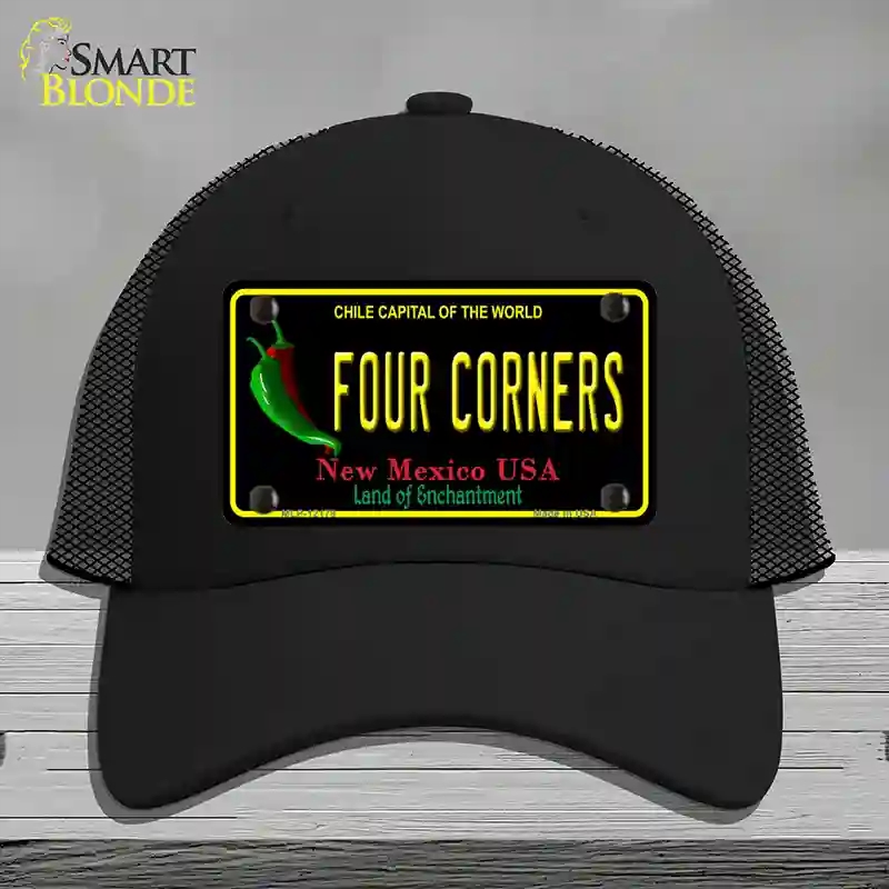HAT01-MLP-12178 Four Corners   Mexico Black Novelty License Plate Hat, Mesh - Black