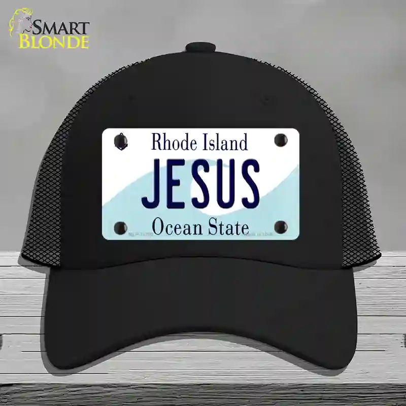 HAT01-MLP-11205 Jesus Rhode Island State Novelty License Plate Hat, Mesh - Black