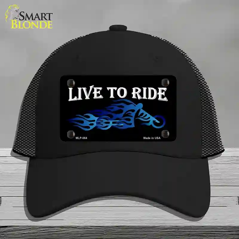 HAT01-MLP-064 Live to Ride Novelty License Plate Hat, Mesh - Black