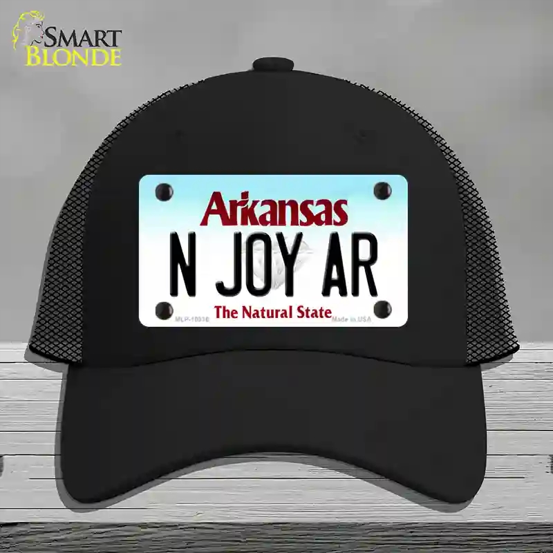 HAT01-MLP-10036 N Joy AR Arkansas Novelty License Plate Hat, Mesh - Black