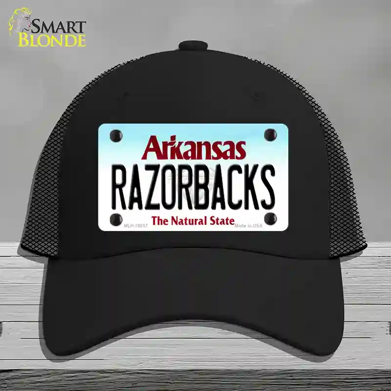 HAT01-MLP-10037 Razorbacks Arkansas Novelty License Plate Hat, Mesh - Black
