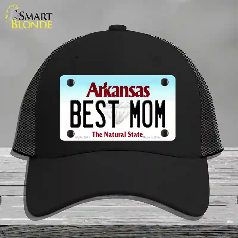 HAT01-MLP-10061 Best Mom Arkansas Novelty License Plate Hat, Mesh - Black
