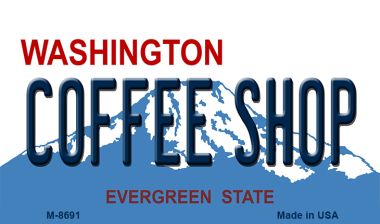 M-8691 3.5 x 2 in. Coffee Shop Washington State License Plate Magnet