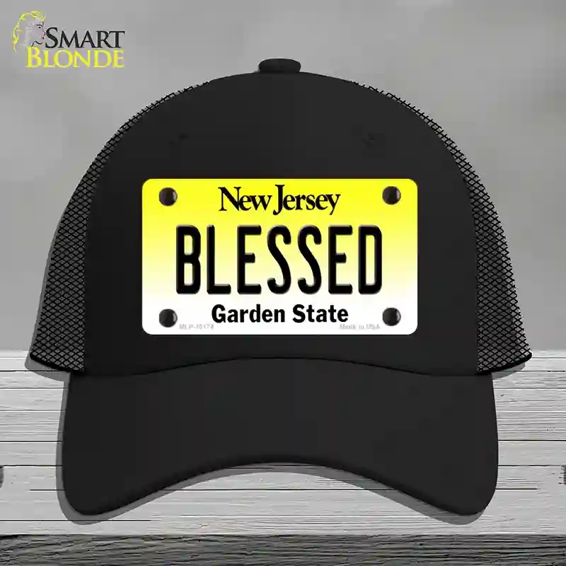 HAT01-MLP-10174 Blessed   Jersey Novelty License Plate Hat, Mesh - Black