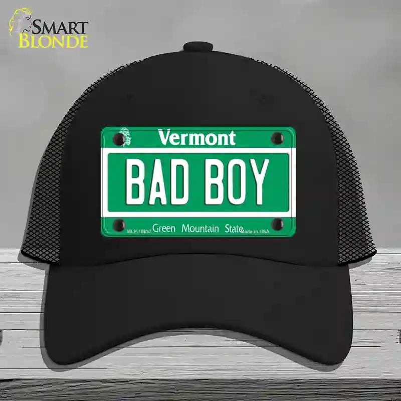 HAT01-MLP-10697 Bad Boy Vermont Novelty License Plate Hat, Mesh - Black