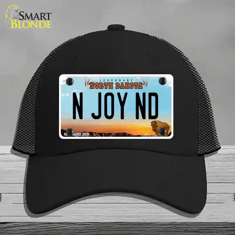 HAT01-MLP-10702 N Joy ND North Dakota Novelty License Plate Hat, Mesh - Black