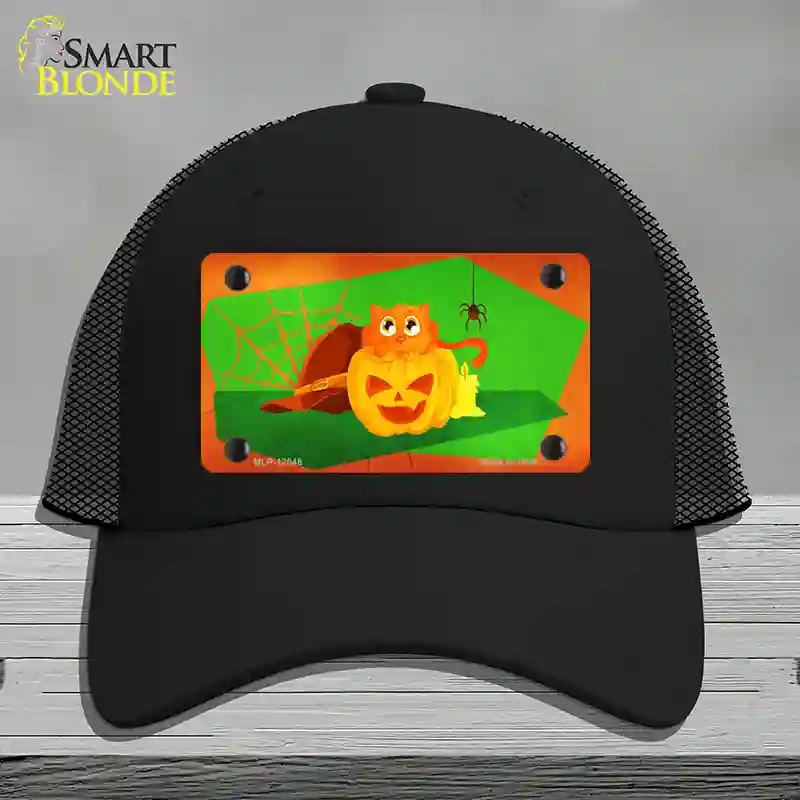 HAT01-MLP-12048 Pumpkin Kitty Novelty License Plate Hat, Mesh - Black