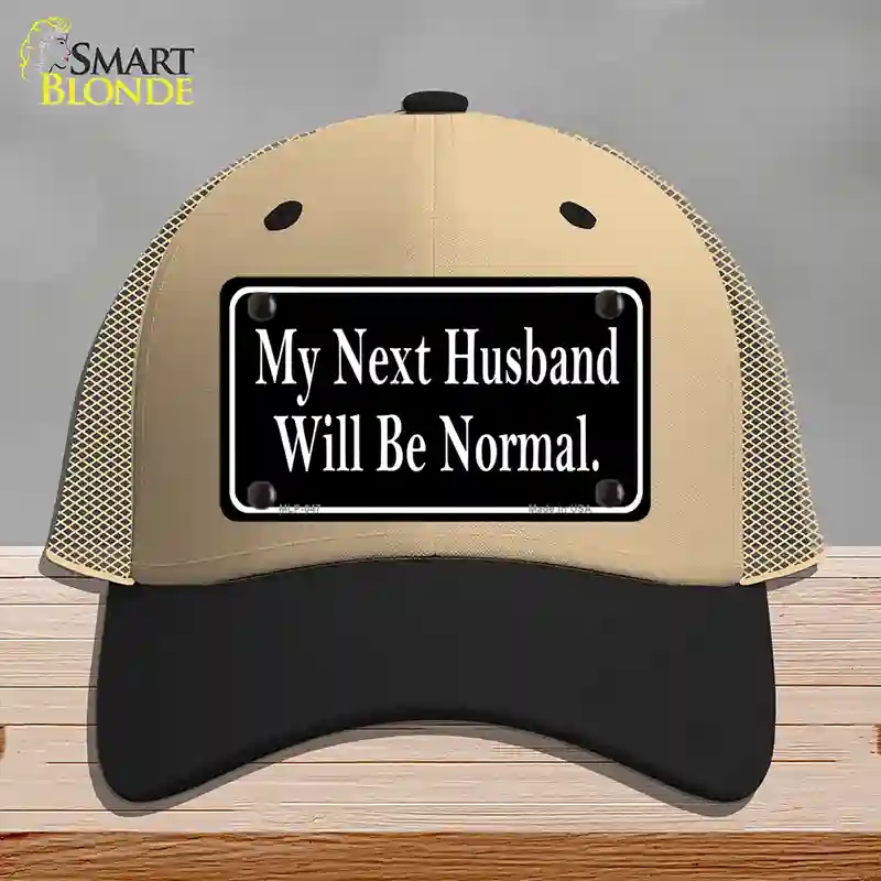 HAT02-MLP-047 My Next Husband Novelty License Plate Hat, Mesh - Khaki & Black