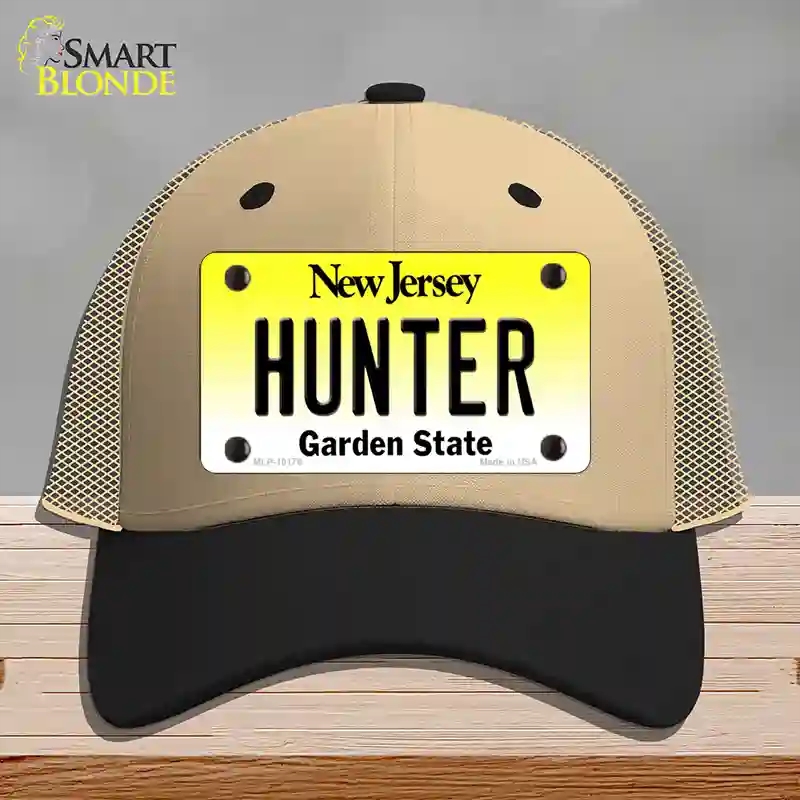HAT02-MLP-10176 Hunter   Jersey Novelty License Plate Hat, Mesh - Khaki & Black