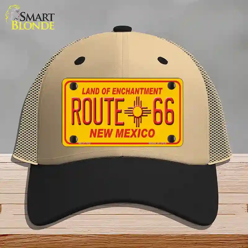 HAT02-MLP-103 Route 66   Mexico Novelty License Plate Hat, Mesh - Khaki & Black