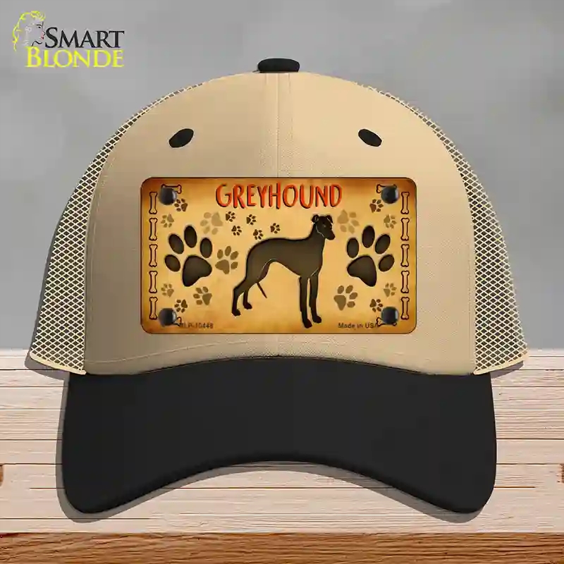 HAT02-MLP-10448 Greyhound Novelty License Plate Hat, Mesh - Khaki & Black