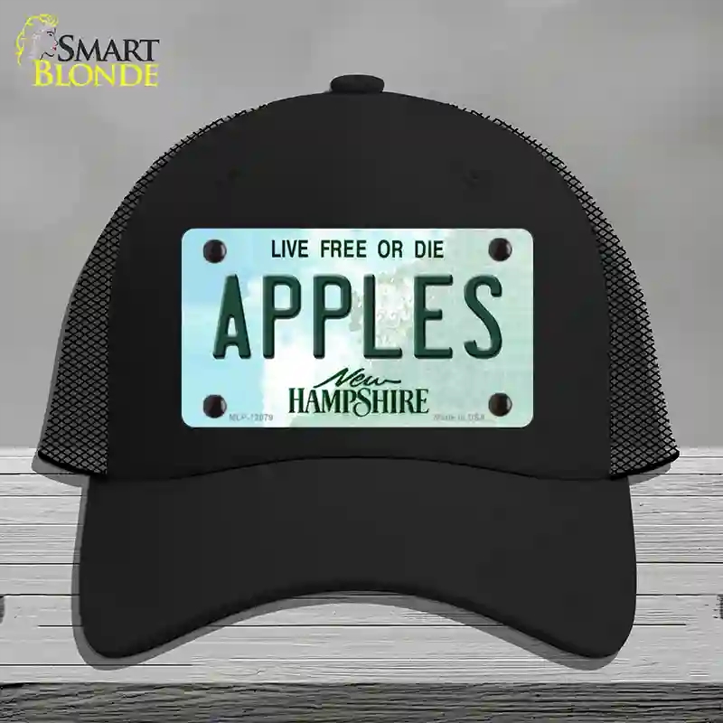 HAT01-MLP-12079 Apples   Hampshire State Novelty License Plate Hat, Mesh - Black
