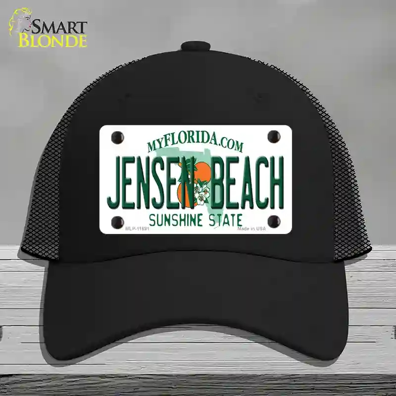 HAT01-MLP-11691 Jensen Beach Florida Novelty License Plate Hat, Mesh - Black