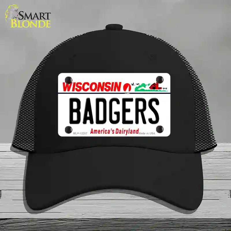 HAT01-MLP-12207 decalrs Wisconsin Novelty License Plate Hat, Mesh - Black