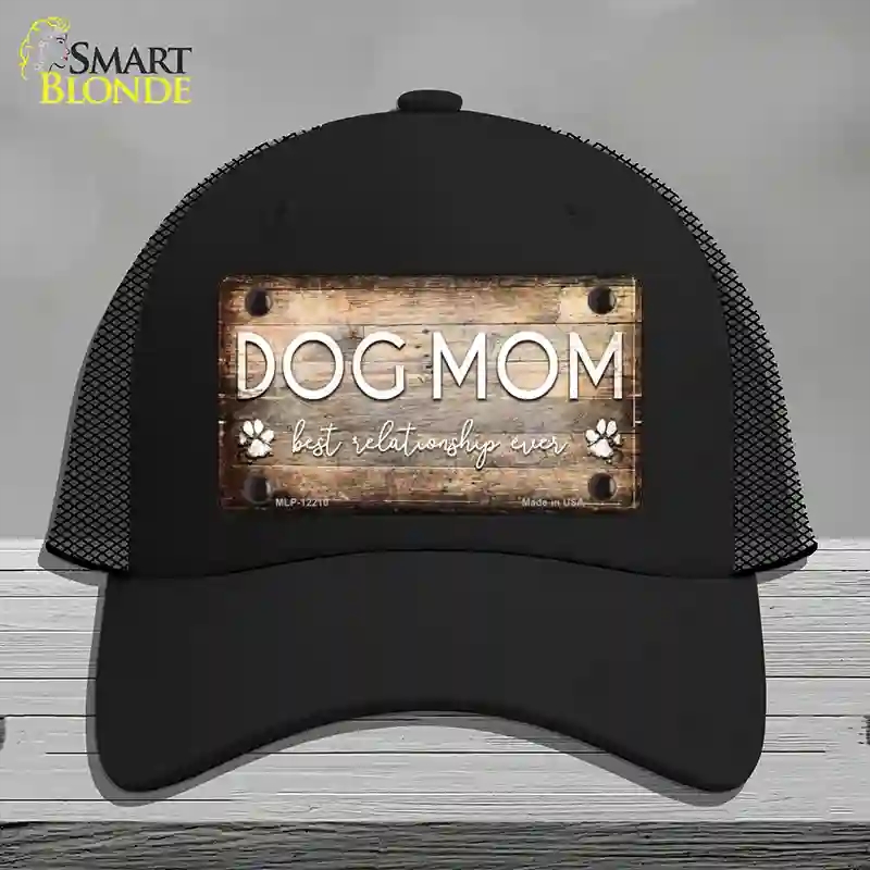HAT01-MLP-12210 Dog Mom Novelty License Plate Hat, Mesh - Black