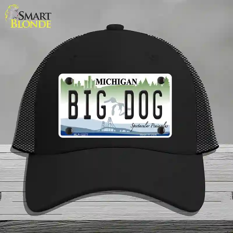 HAT01-MLP-12277 Michigan Big Dog Novelty License Plate Hat, Mesh - Black