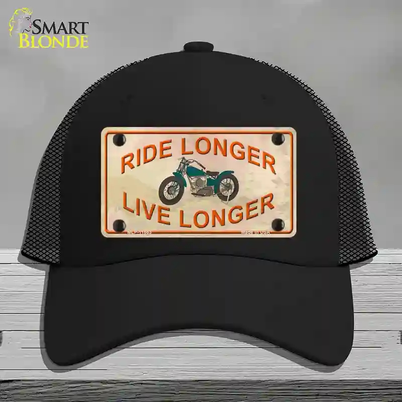 HAT01-MLP-11663 Ride Longer Live Longer Novelty License Plate Hat, Mesh - Black
