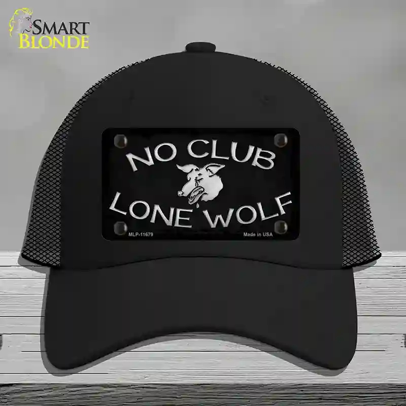 HAT01-MLP-11679 No Club Lone Wolf Novelty License Plate Hat, Mesh - Black