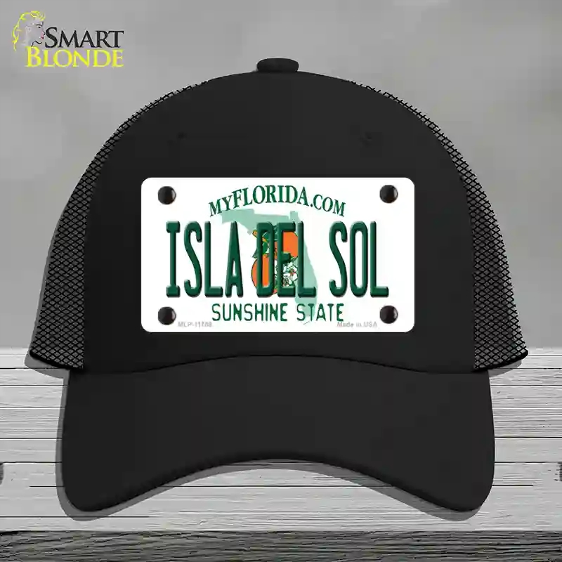 HAT01-MLP-11769 Isla Del Sol Florida Novelty License Plate Hat, Mesh - Black