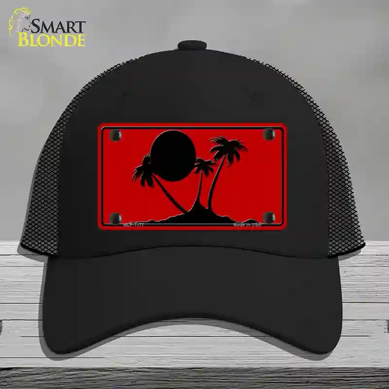 HAT01-MLP-1177 Island Palms Novelty License Plate Hat, Mesh - Black