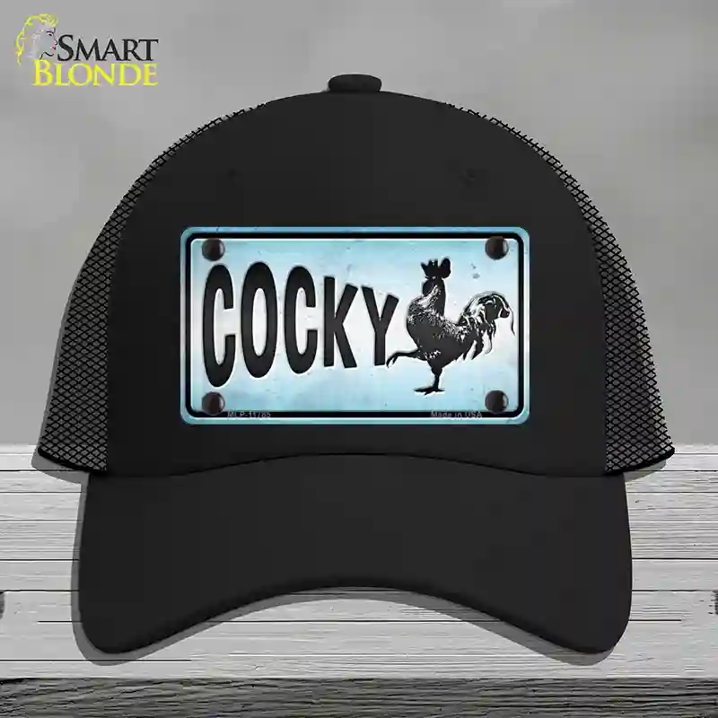 HAT01-MLP-11785 Cocky Chicken Novelty License Plate Hat, Mesh - Black