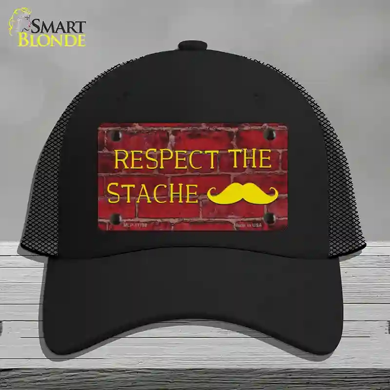 HAT01-MLP-11790 Respect the Stache Novelty License Plate Hat, Mesh - Black