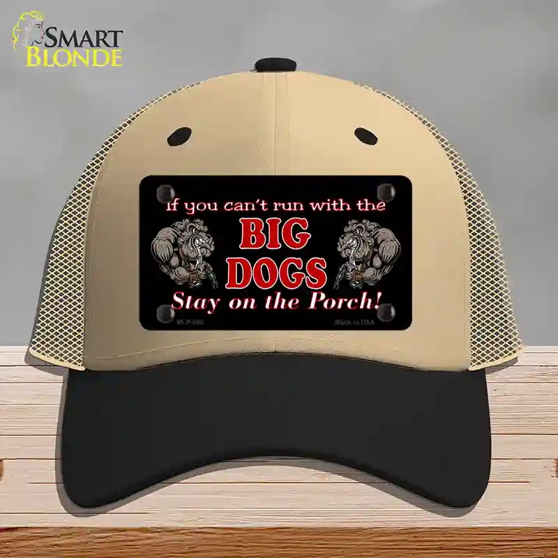 HAT02-MLP-006 Big Dogs Novelty License Plate Hat, Mesh - Khaki & Black