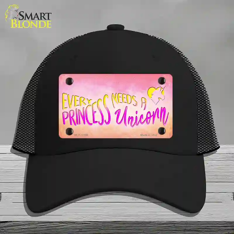 HAT01-MLP-11886 Princess & Unicorn Novelty License Plate Hat, Mesh - Black