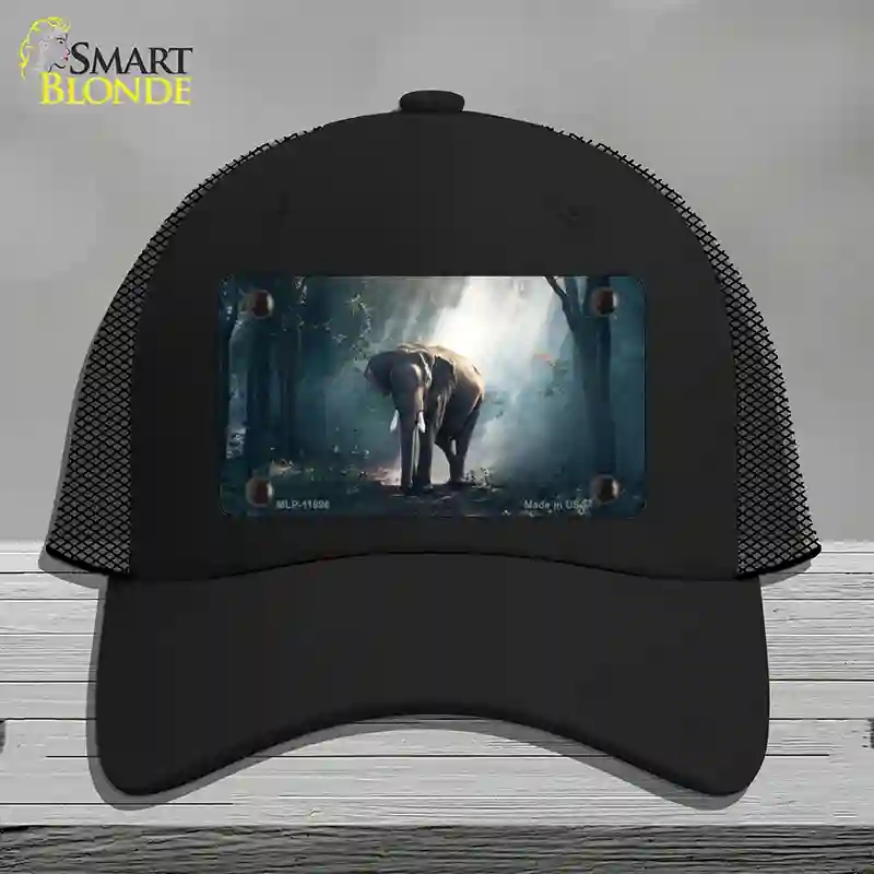 HAT01-MLP-11896 Elephant in the Woods Novelty License Plate Hat, Mesh - Black