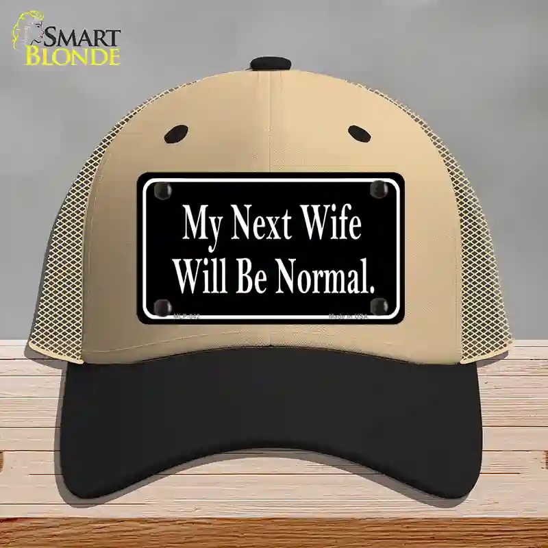 HAT02-MLP-042 My Next Wife Novelty License Plate Hat, Mesh - Khaki & Black