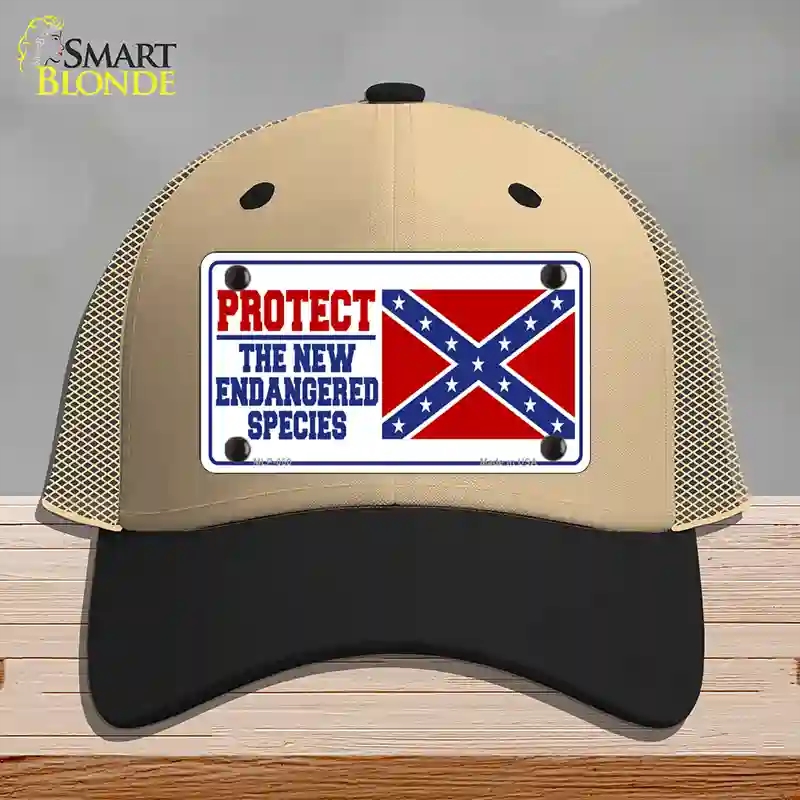 HAT02-MLP-050   Endangered Species Novelty License Plate Hat, Mesh - Khaki & Black
