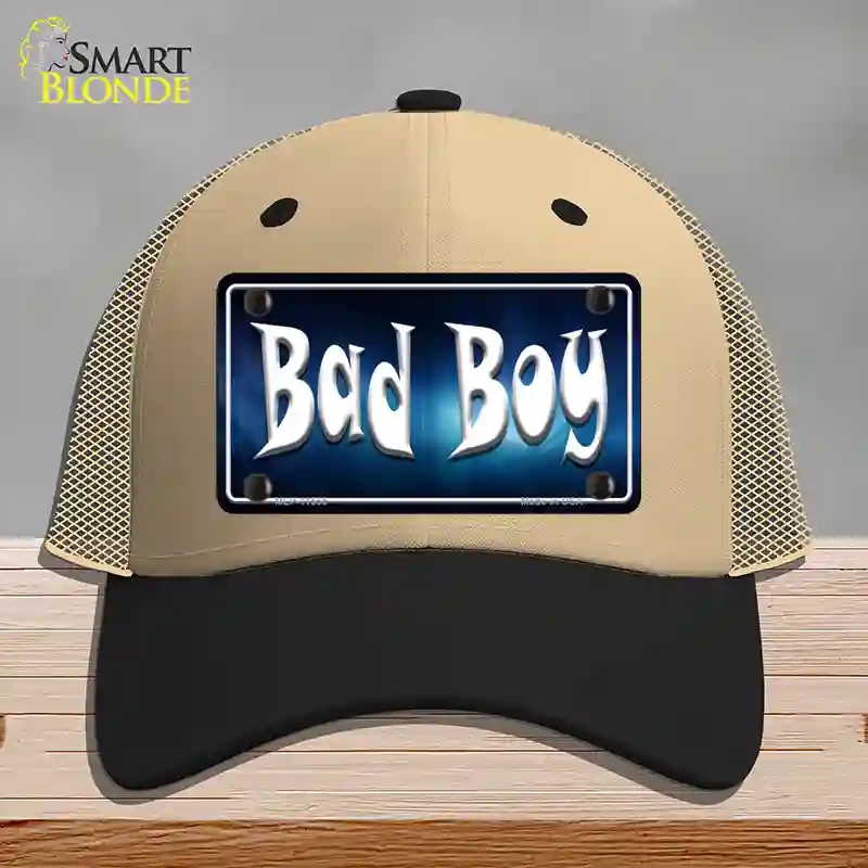 HAT02-MLP-11555 Bad Boy Novelty License Plate Hat, Mesh - Khaki & Black