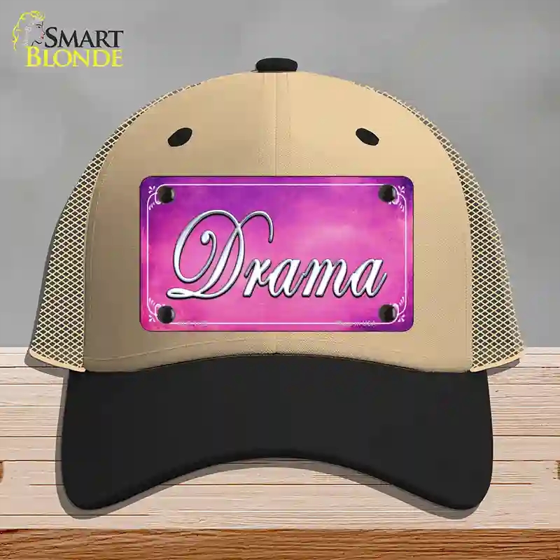 HAT02-MLP-1159 Drama Novelty License Plate Hat, Mesh - Khaki & Black