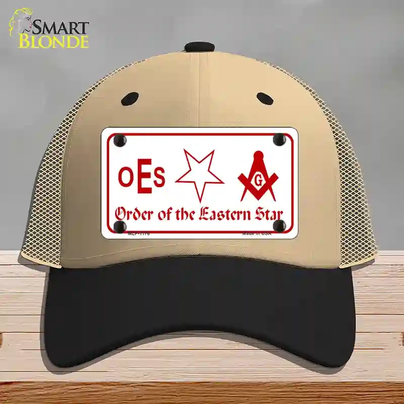 HAT02-MLP-1176 Order of the Eastern Star Novelty License Plate Hat, Mesh - Khaki & Black