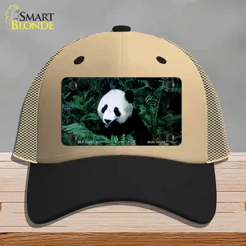 HAT02-MLP-1187 Panda Bear Novelty License Plate Hat, Mesh - Khaki & Black