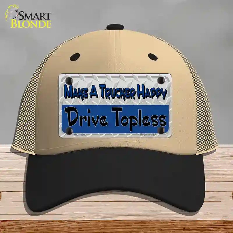 HAT02-MLP-1203 Make a Mesh Happy Novelty License Plate Hat, Mesh - Khaki & Black