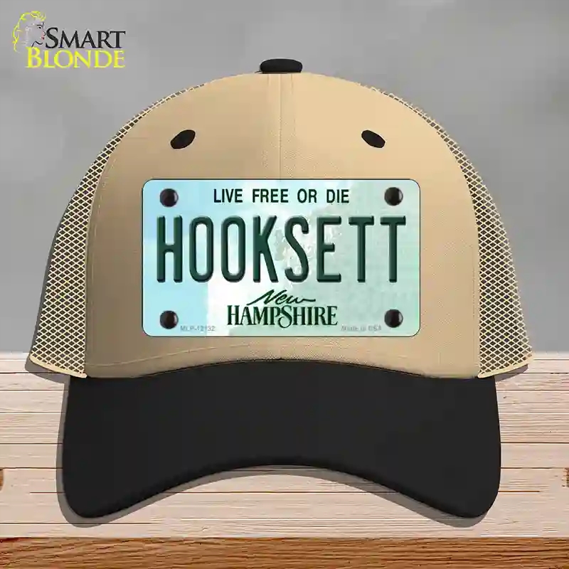 HAT02-MLP-12132 Hooksett   Hampshire Novelty License Plate Hat, Mesh - Khaki & Black