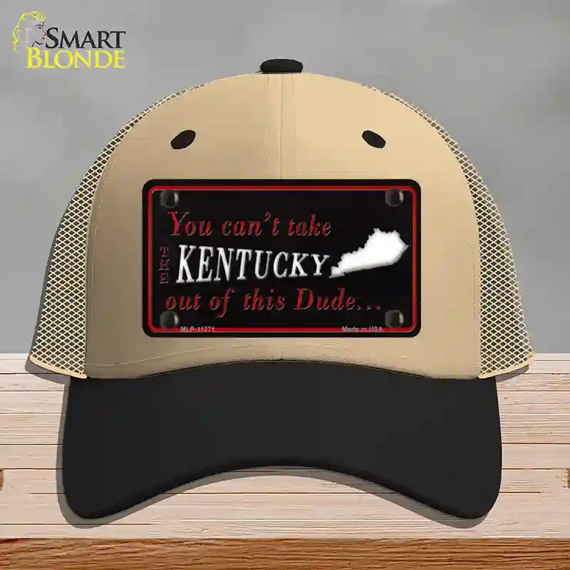 HAT02-MLP-11271 Kentucky Dude Novelty License Plate Hat, Mesh - Khaki & Black